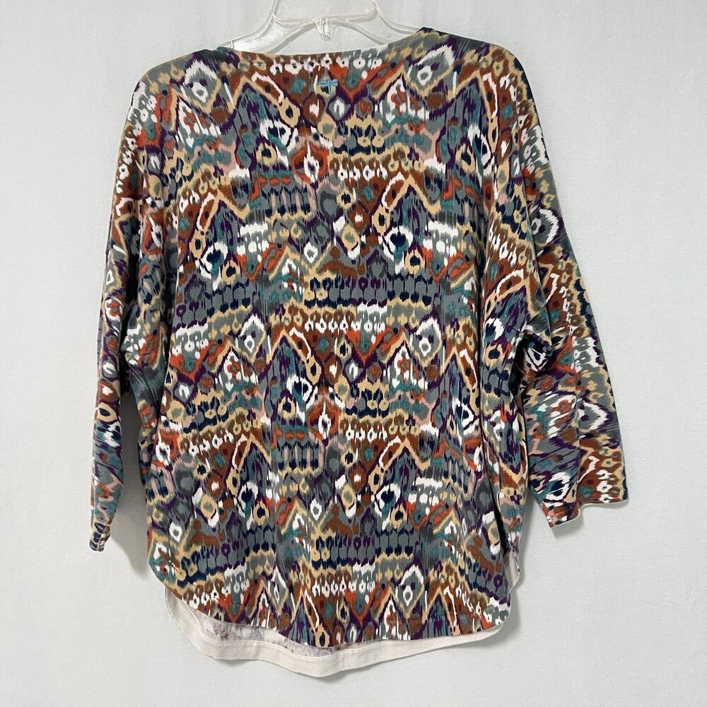 Tyler Boe Dolman Sleeve Sweater Cotton Cashmere Blend Size Small Geometric Aztec - Picture 7 of 12